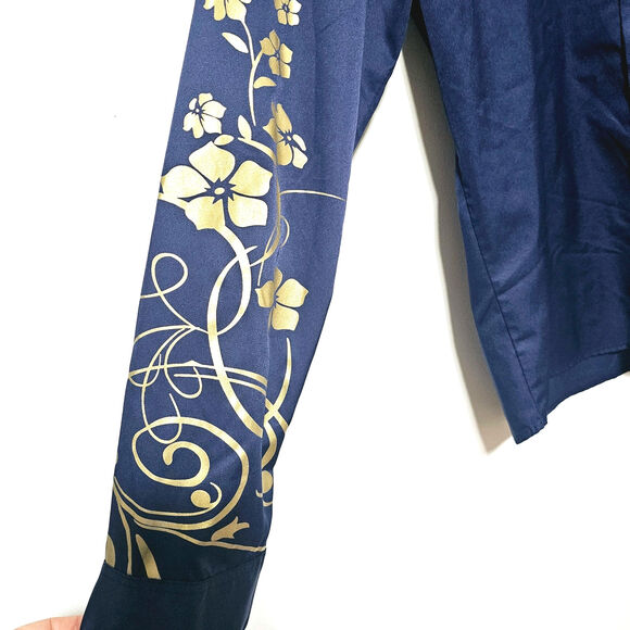 PIZZ ANNU Button-Up Shirt Men's Size XL Long Sleeve Navy Hipster Business Casual - Picture 4 of 7